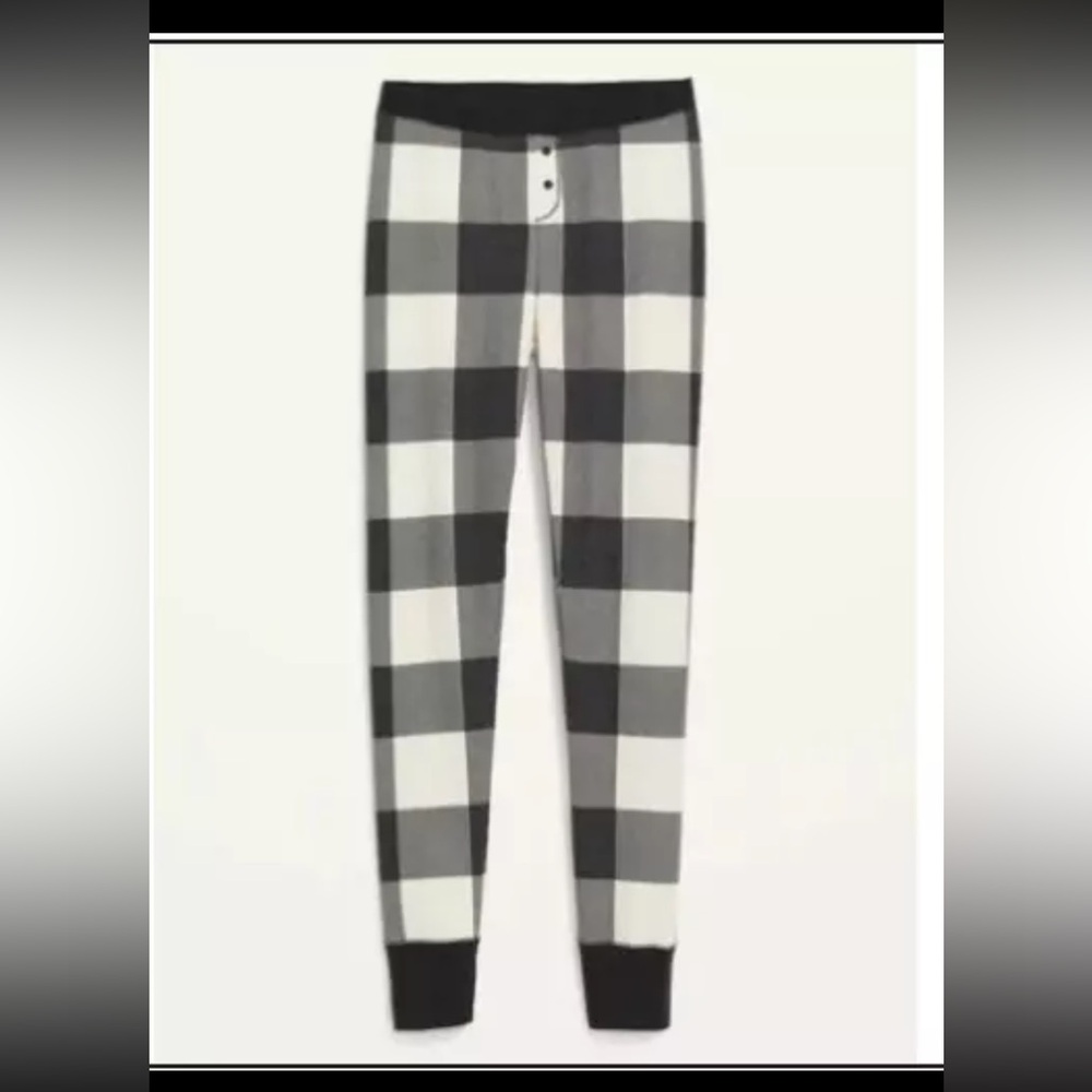 NEW Old Navy women’s thermal XS holiday pajama pants sleep plaid black white pjs - Picture 4 of 4